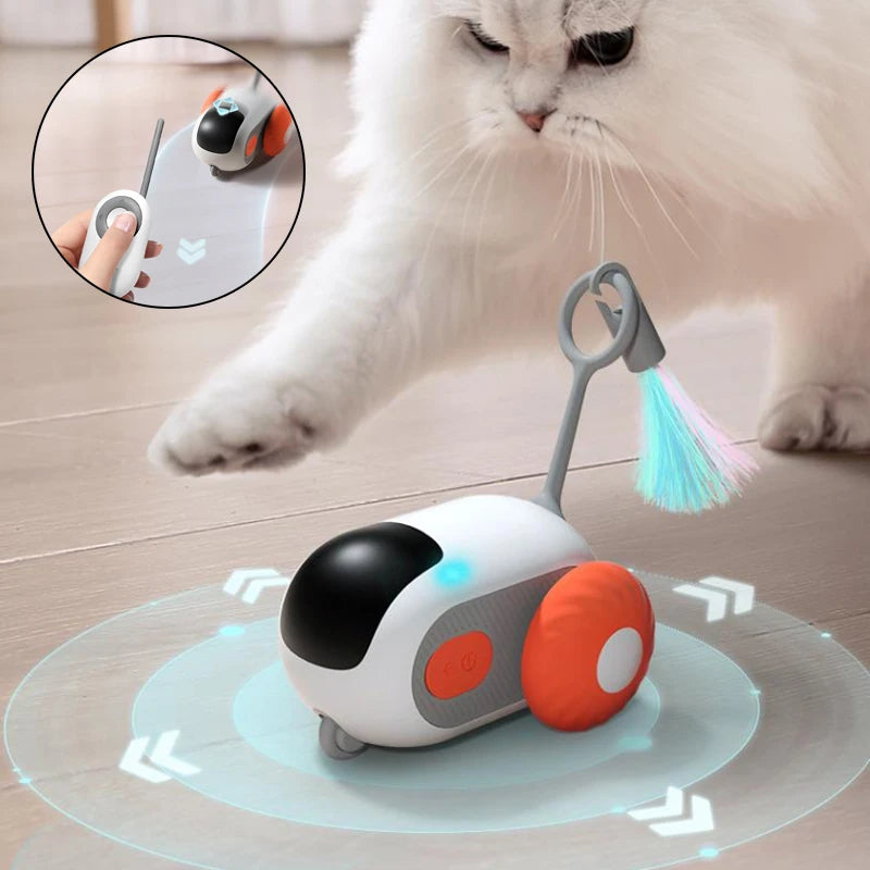 Interactive Cat Toy Car with Remote Control, USB Charging