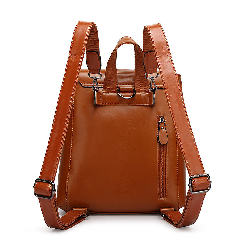 Female backpack, genuine leather bag, school backpack made of natural leather, for books, notebooks, and more.          Perguntar ao ChatGPT