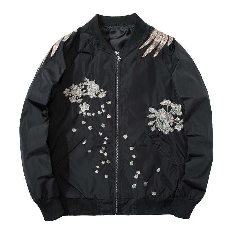 Ukiyo-e Phoenix Embroidered Baseball Jacket