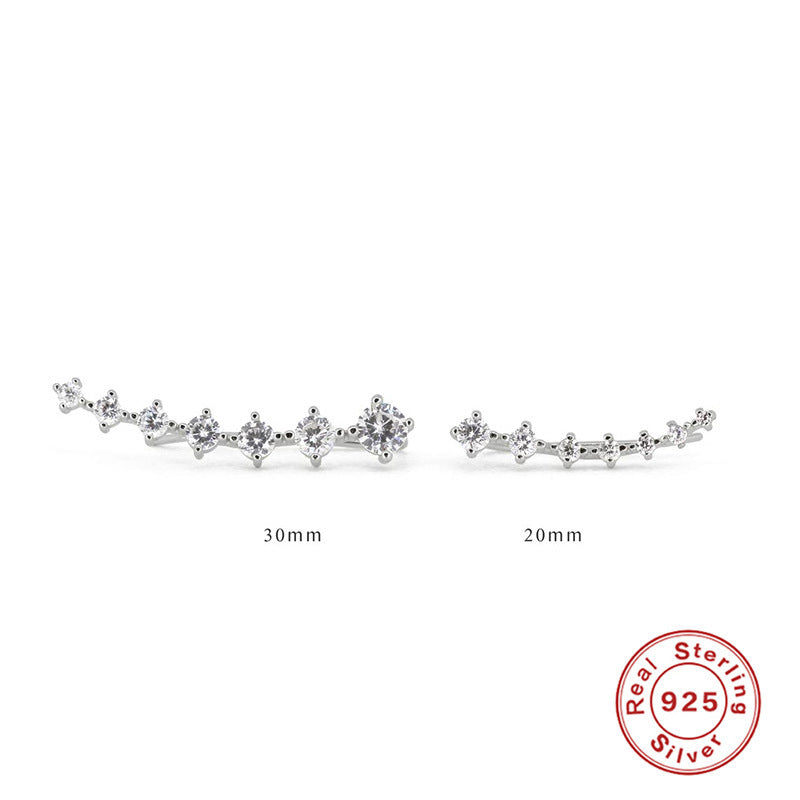 7pcs Single Row Shiny Diamond Ear Stud Earrings