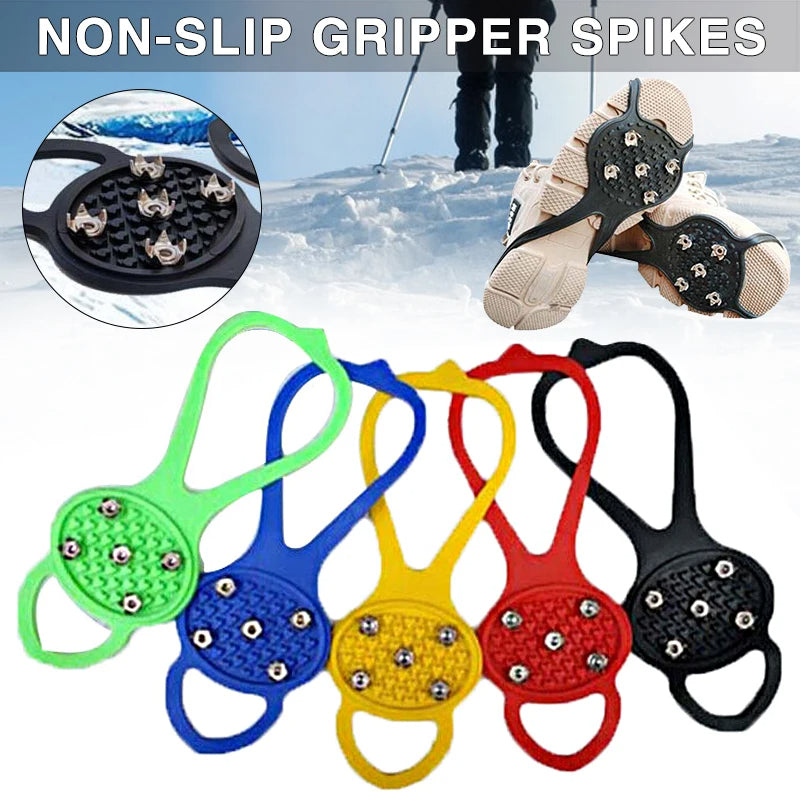 Unisex Men 5 Teeth Ice Gripper for Shoes Gripper Ice Spike Grips Cleats for Snow Studs Non-slip Climbing Hiking Covers