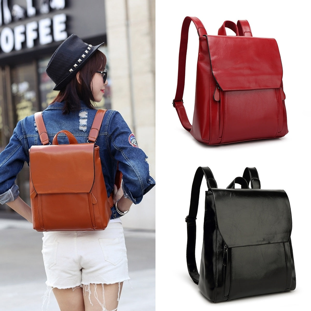 Female backpack, genuine leather bag, school backpack made of natural leather, for books, notebooks, and more.          Perguntar ao ChatGPT