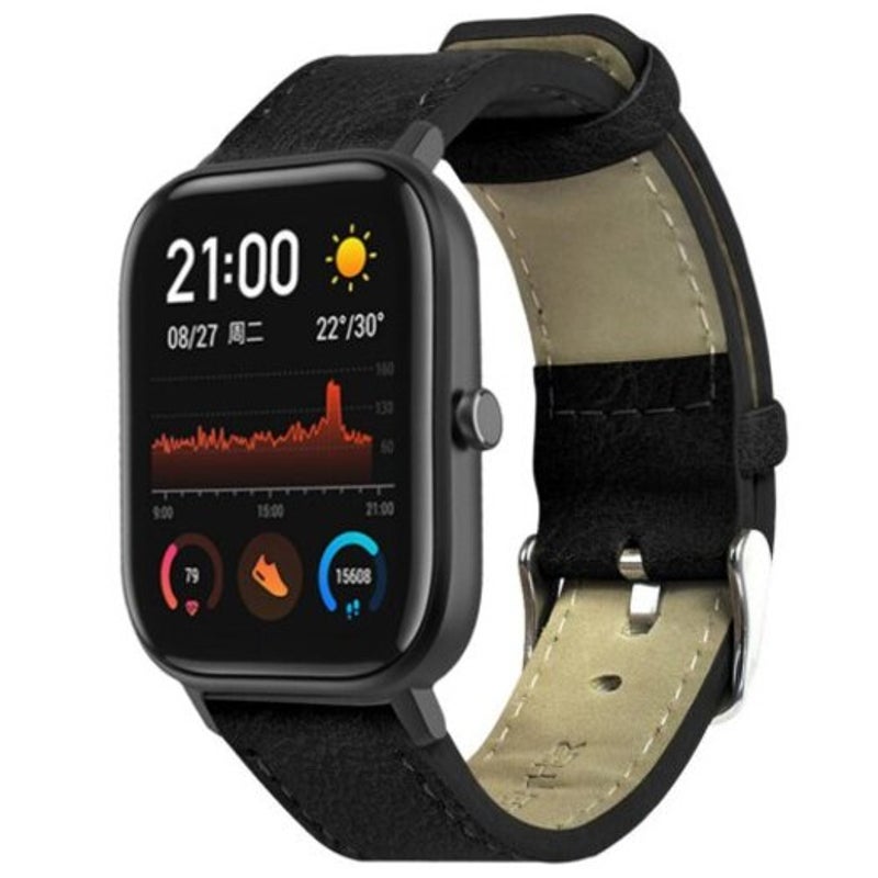 Applicable To Amazfit GTS Genuine Leather Retro Flat Head Belt
