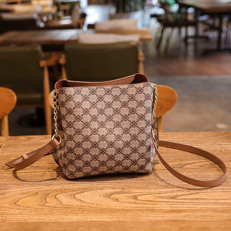 Women's New Luxury Plaid Shoulder Bag with Crossbody Strap Designer Brand PU Leather