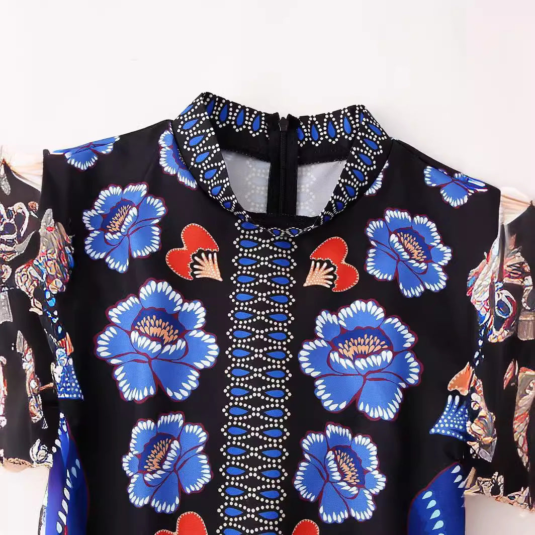 Printed dress European and American women's clothing