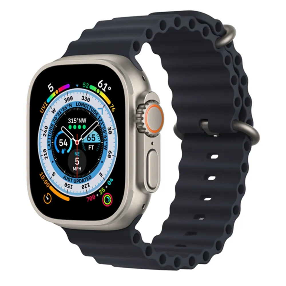 NEW Apple Watch Ultra 49MM Smart Watch Titanium Case with Ocean Band Blood Oxygen 100m Water Resistant (Renewed)