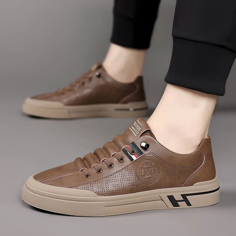 men's designer leather oxford sneakers non-slip wear-resistant soles