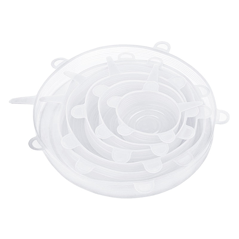 6 Pcs/Set Reusable Silicon Stretch Lids Universal Food Lids Cover Keeping Fresh Seal Cover Cookware Bowl Pot Lid Silicone Cover