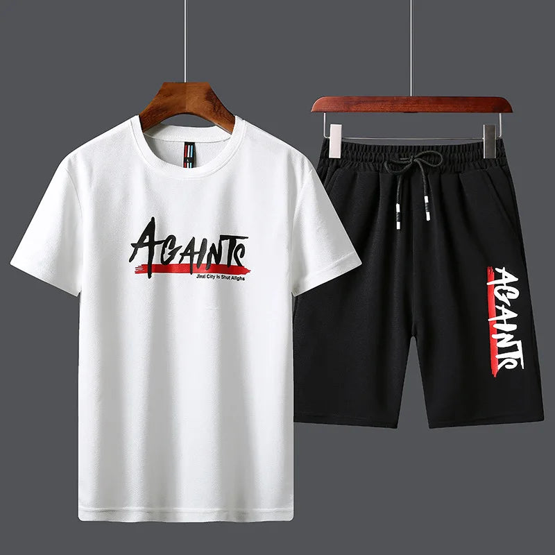 Summer Men's Clothing Two Piece Set T Shirt Shorts