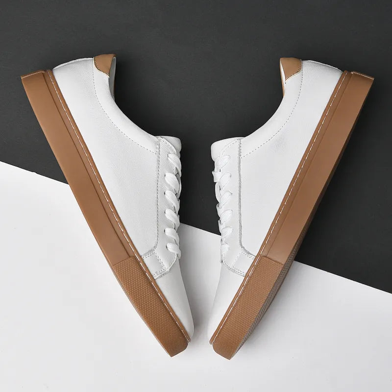 Men's Casual Sneakers Size 36-49 Genuine Leather Men's Sneakers Comfortable Breathable High Quality White Shoes