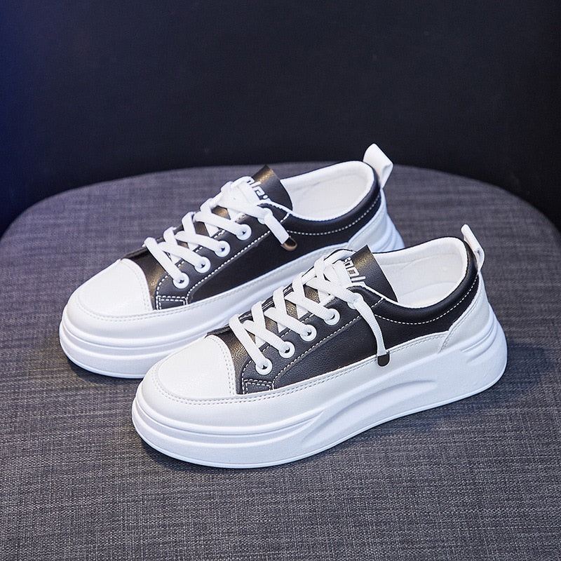 Women's fashion sneakers shoes young and ladies casual shoes women's sneakers white thick sole 3cm A2375