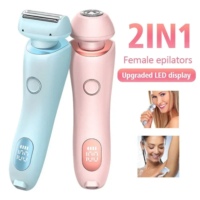 2 in 1 Epilator Shaver USB Rechargeable Women Trimmer Body Razor Face Leg Armpit Hair Remover