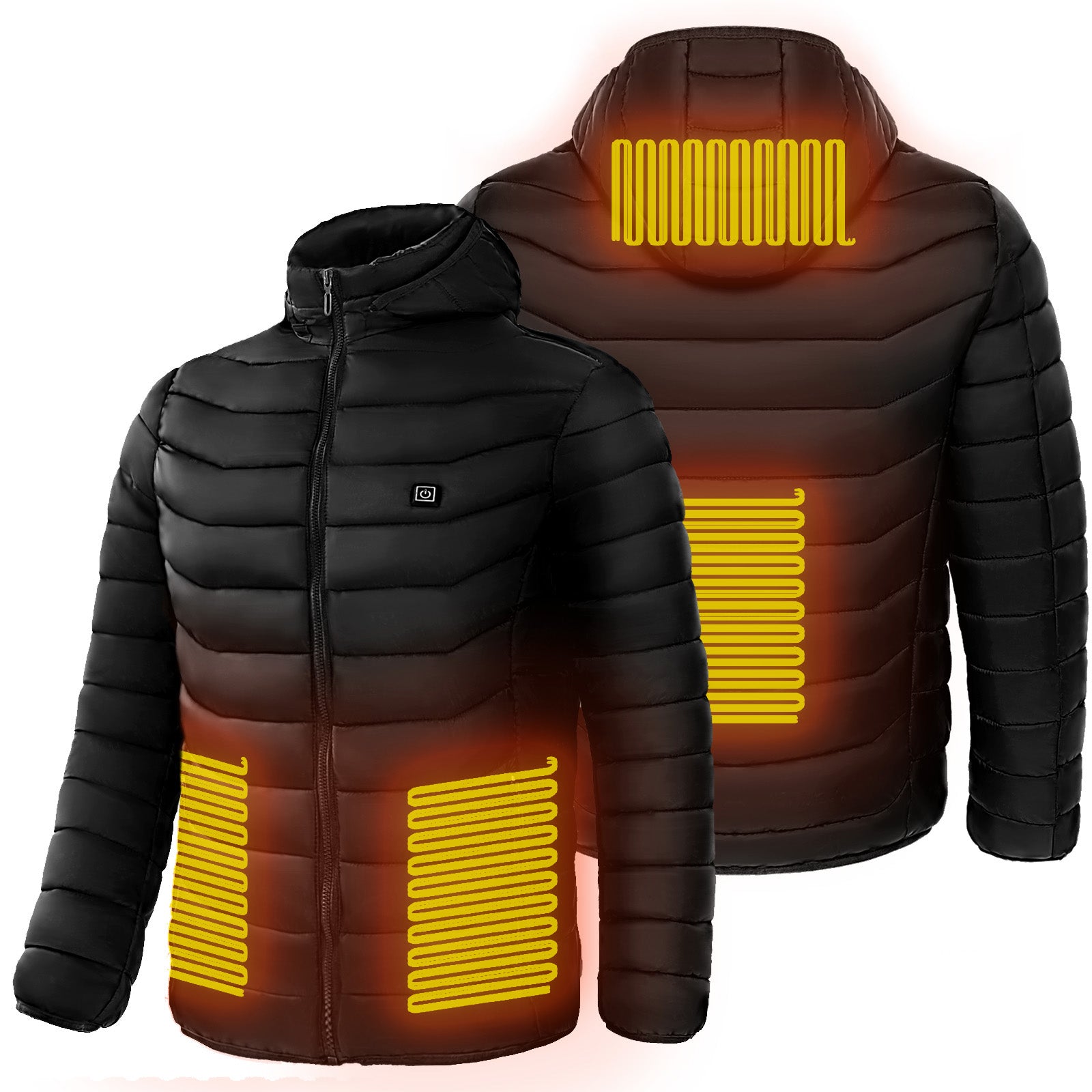 Men's Heated Hooded Jacket Electric Heating Windbreaker Hooded Jacket 9 Heat Zones