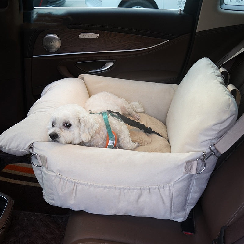 Linen Car Safety Seat Front Dog Bed