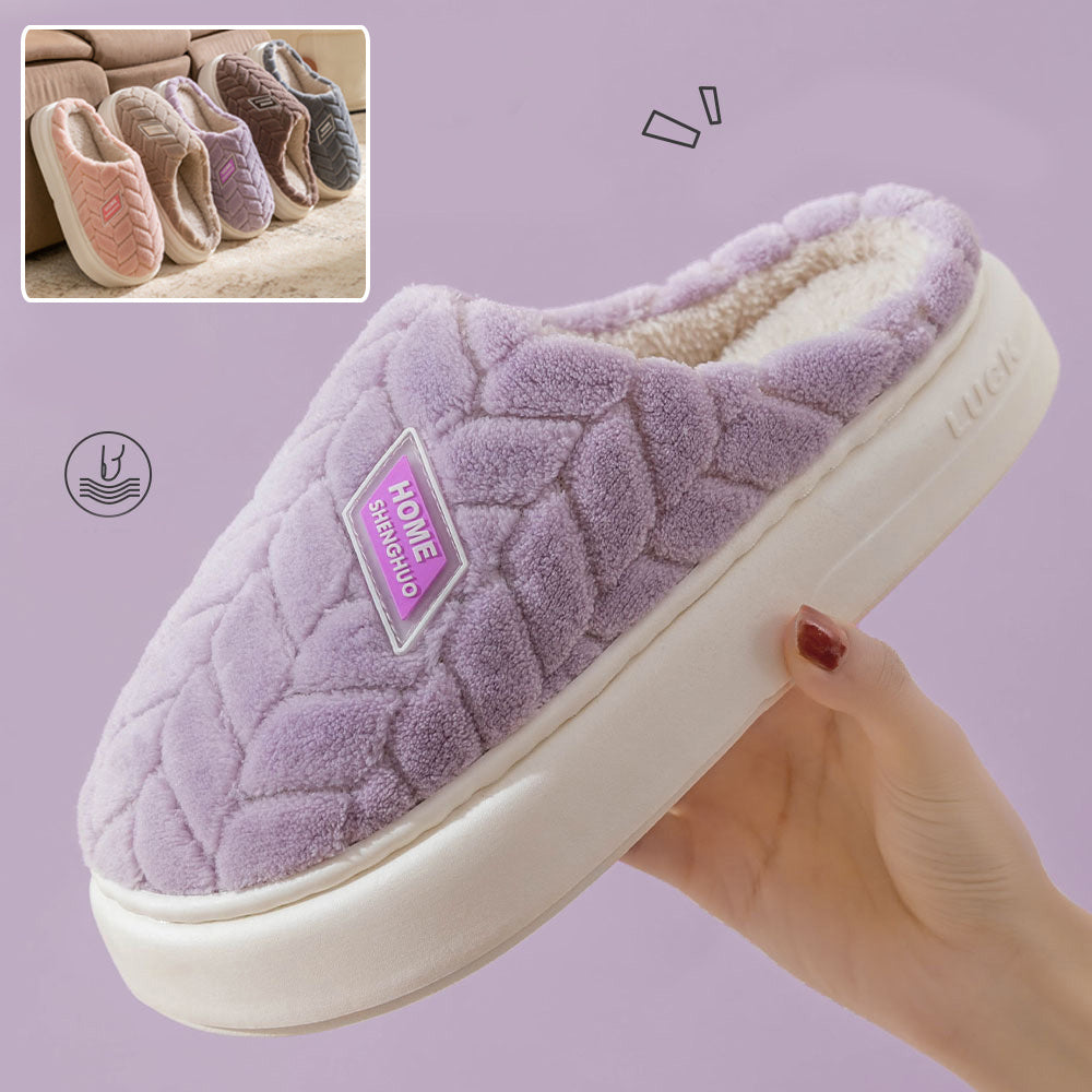 New Winter Warm Plush Slippers Non-slip Thick Sole Couples Wool Slippers For Women Men