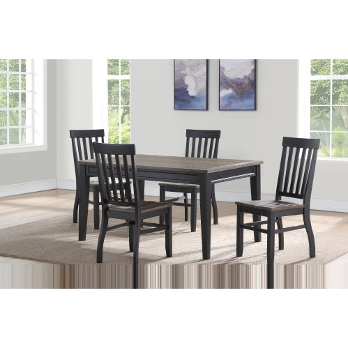 5-piece farmhouse dining set with two-tone finish, cottage style table, chairs