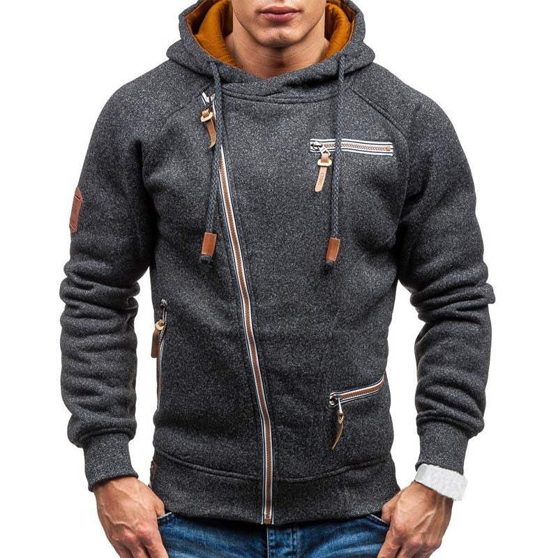 New men's 2021 autumn casual solid long sleeve hooded sweatshirt