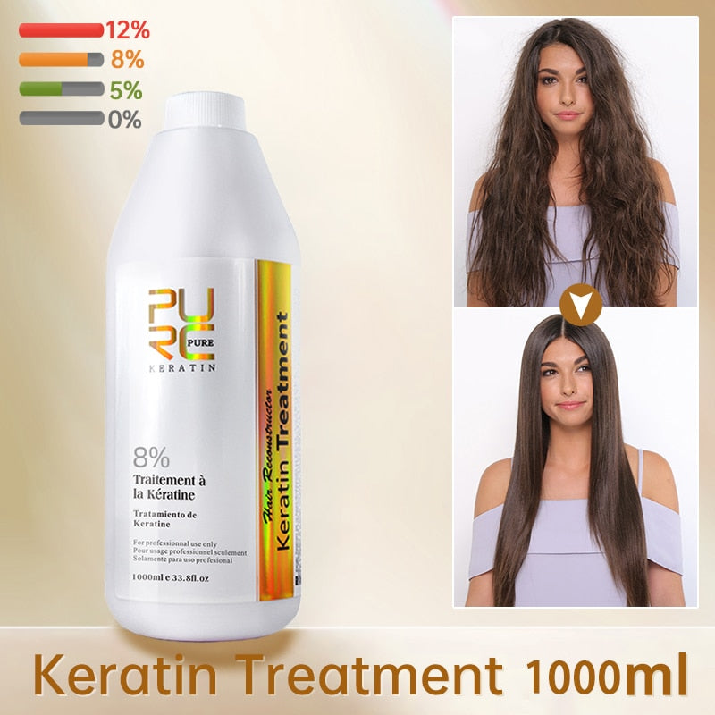 Brazilian hair products PURC Keratin Hair 1000ml     Professional Treatment Straightening Damage Repair.